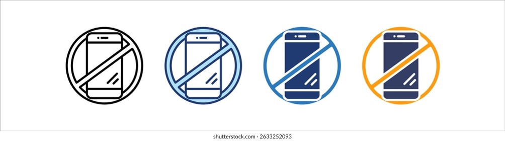 No Phone Icon Set Multiple Style Collection