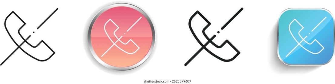 no phone icon. Thin Linear, Regular and Button Style Design Isolated On White Background