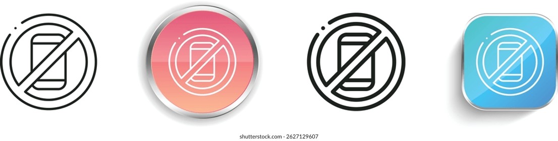 no phone icon. Thin Linear, Regular and Button Style Design Isolated On White Background