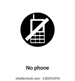 No phone icon vector isolated on white background, logo concept of No phone sign on transparent background, filled black symbol