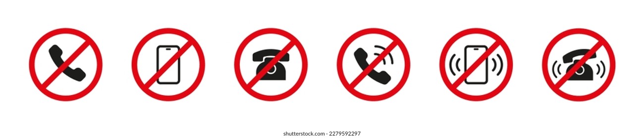 No phone icon vector set. No phone calls. Forbidden Call Icon.  Sign off the phone. Vector illustration