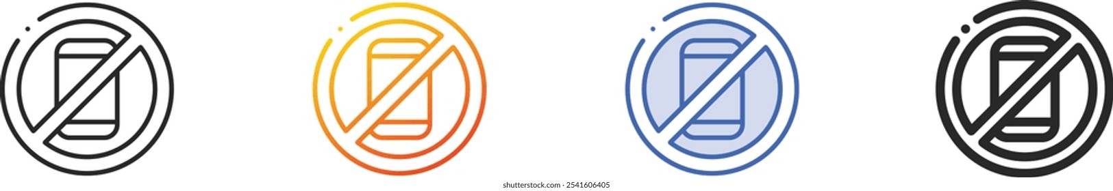 sem ícone de telefone.Linear fino, gradiente, traço azul e negrito Design estilo isolado no fundo branco