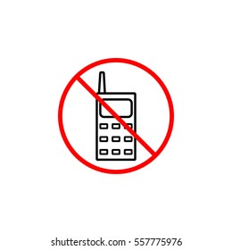 No phone line icon, prohibition sign, forbidden no talking and calling, vector graphics, a linear pattern red on a white background, eps 10.