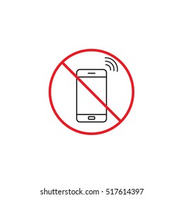 No phone line icon, no talking red prohibited sign, vector graphics, a linear color pattern on a white background, eps 10.