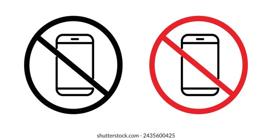 No phone outline icon collection or set. No phone Thin vector line art