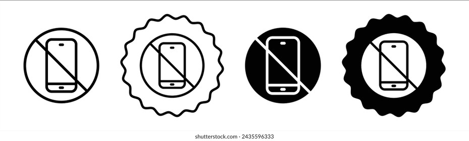 No phone set in black and white color. No phone simple flat icon vector