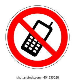 No phone sign. No phone icon great for any use. Vector no cell phone image. Flat design style. Mobile phone prohibited. No cell phone sign isolated on white background. Stock Vector illustration