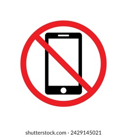 No phone sign icon, No phone isolated button on white background, No phone icon, Flat design style on white background, vector illustration