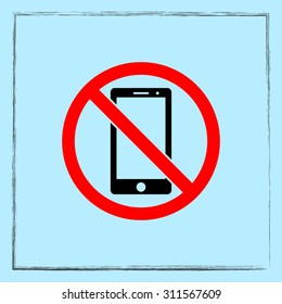 No phone sign icon, vector illustration. Flat design style