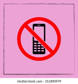No phone sign icon, vector illustration. Flat design style