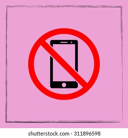 No phone sign icon, vector illustration. Flat design style