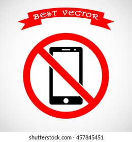 No phone sign icon, vector illustration. Flat design style