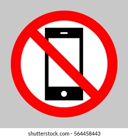 No Phone sign illustration. Forbidden sign isolated on gray background.