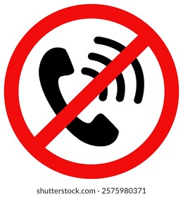 No phone sign.Do not call.Don't use the phone. Call ban.flat style vector illustration editable isolated design.