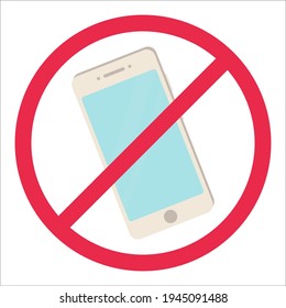 No phone sign. Red smartphone prohibited rule symbol.Turn off telephone, no allowed concept. Stock vector iilustration in cartoon style isolated on white