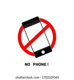 No phone sign. No talking and calling icon. Red cell prohibition. Vector illustration