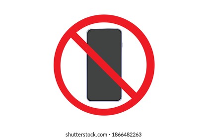 No phone sign. No talking and calling icon. Cell phone prohibition. Vector illustration.