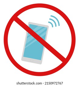 No Phone Sign. No Talking And Calling Icon. Red Cell Prohibition. Vector Illustration