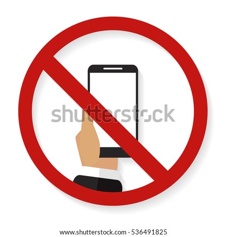 No phone simbol with shadow on a white background