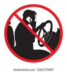 No Phone Use While Driving" symbol A vector icon depicting a cellphone crossed-out while positioned above a car's steering wheel urging against distracted driving.