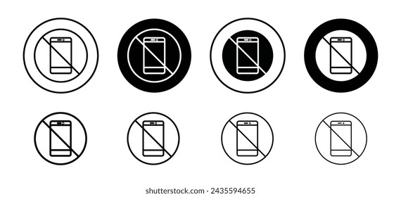 No phone vector icon set collection. No phone Outline flat Icon.