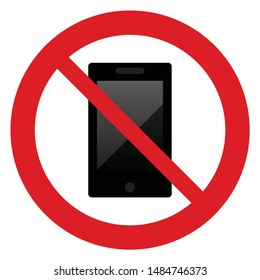  No phone vector. Not allow ice smart mobile device sign. The red circle prohibiting sing 