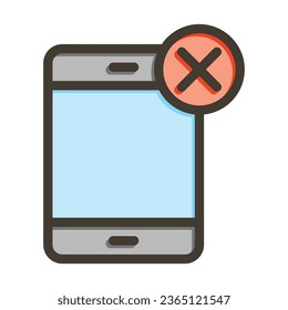 No Phone Vector Thick Line Filled Colors Icon For Personal And Commercial Use.
