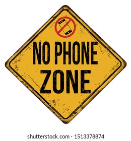 No phone zone vintage rusty metal sign on a white background, vector illustration