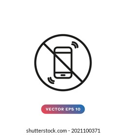 No Phones Allowed Icon On White Background.