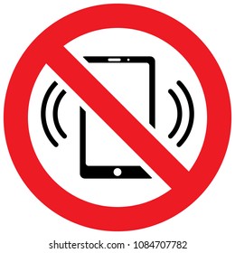 No phones, round red vector sign. Cellphones not allowed sign.