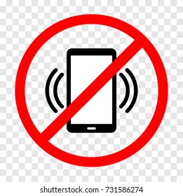 No Phones Round Red Vector Sign. Cellphones Not Allowed Sign