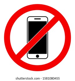 No Phones Sign - Do Not Use Cellphone Warning Sign Flat Icon Vector Isolated On White