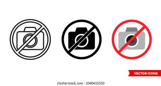 No photo available icon of 3 types: color, black and white, outline. Isolated vector sign symbol.