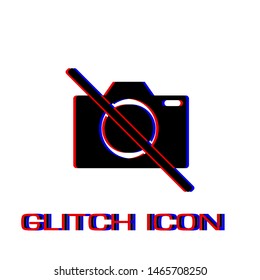 No photo camera icon flat. Simple pictogram - Glitch effect. Vector illustration symbol