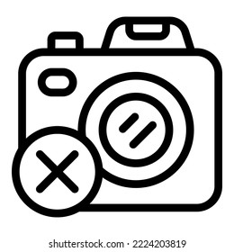 No photo camera icon outline vector. Digital detox. Social media