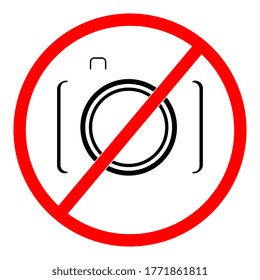 No photo, no camera, prohibition sign. Taking photographs prohibited, vector illustration.