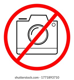 No photo, no camera, prohibition sign. Taking photographs prohibited, vector illustration.