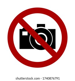 No Photo Camera Sign meaning Taking Pictures not Allowed. Vector Image.