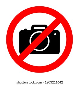 No Photo camera sign. Vector illustration. No photography sign, isolated on white background.