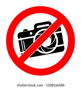 No Photo camera sign. Vector illustration. No photography sign, isolated on white background.