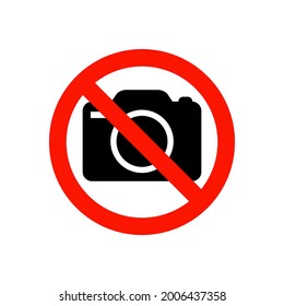 No hay icono de vector de signo de cámara fotográfica aislado en fondo blanco