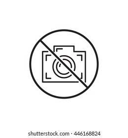No photo camera sign. Vector flat outline icon design on white background.