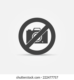 No Photo Camera Vector Sign - Black Icon