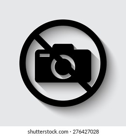 No photo camera vector sign isolated  with shadow on a grey background