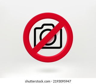 No photo concept with digital camera icon. 3d vector illustration