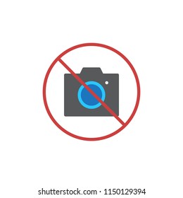 No photo flat icon, vector sign, colorful pictogram isolated on white. No Camera symbol, logo illustration. Flat style design