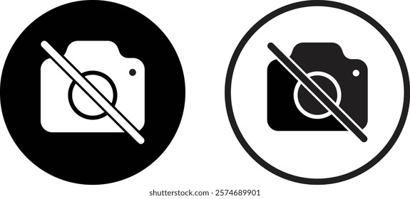 No photo icon set in two styles . No photography icon . Vector illustration