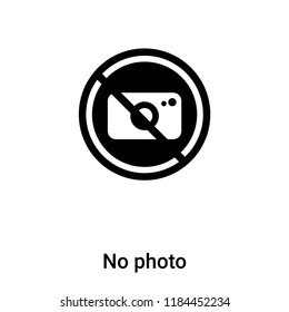 No photo icon vector isolated on white background, logo concept of No photo sign on transparent background, filled black symbol