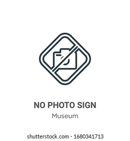 No photo sign outline vector icon. Thin line black no photo sign icon, flat vector simple element illustration from editable museum concept isolated stroke on white background