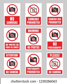 no photo sign, photography prohibited signboard, no camera